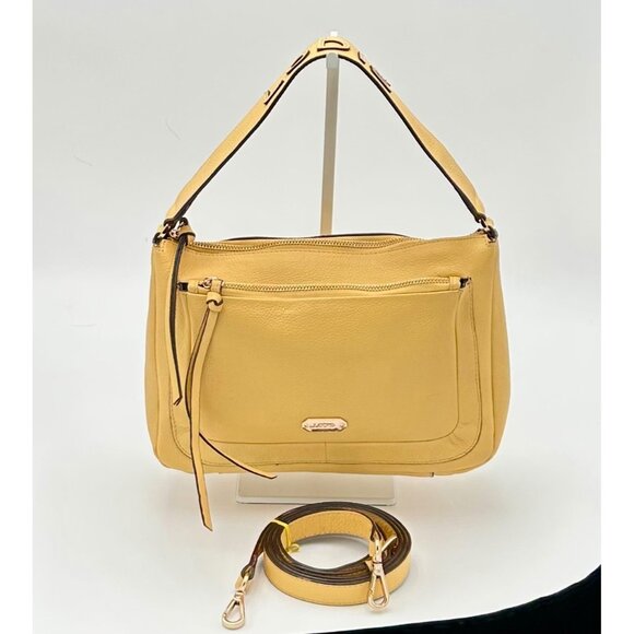 LODIS Payton Crossbody Convertible Shoulder Bag – Mustard Yellow Pebbled Leather - Picture 2 of 11